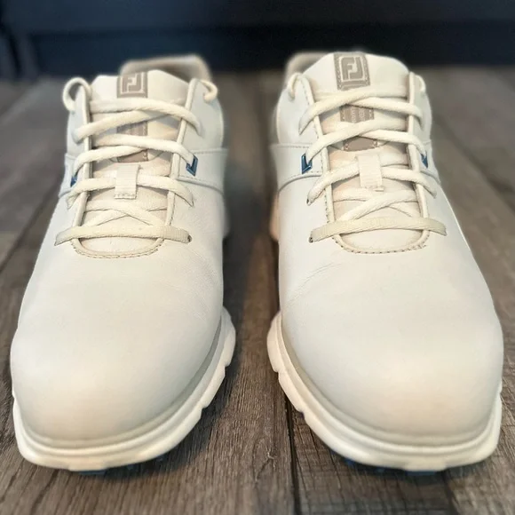FootJoy Pro SL Men's Spikeless Golf Shoes Size 9 W Leather White Silver Blue - Picture 5 of 13